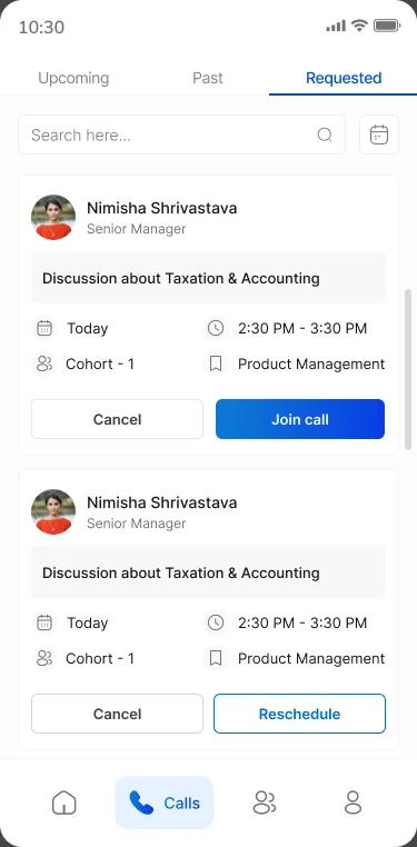 Upcoming calls