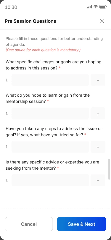 Pre-session questions