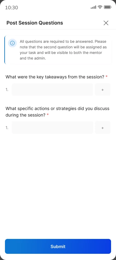 Post-session questions