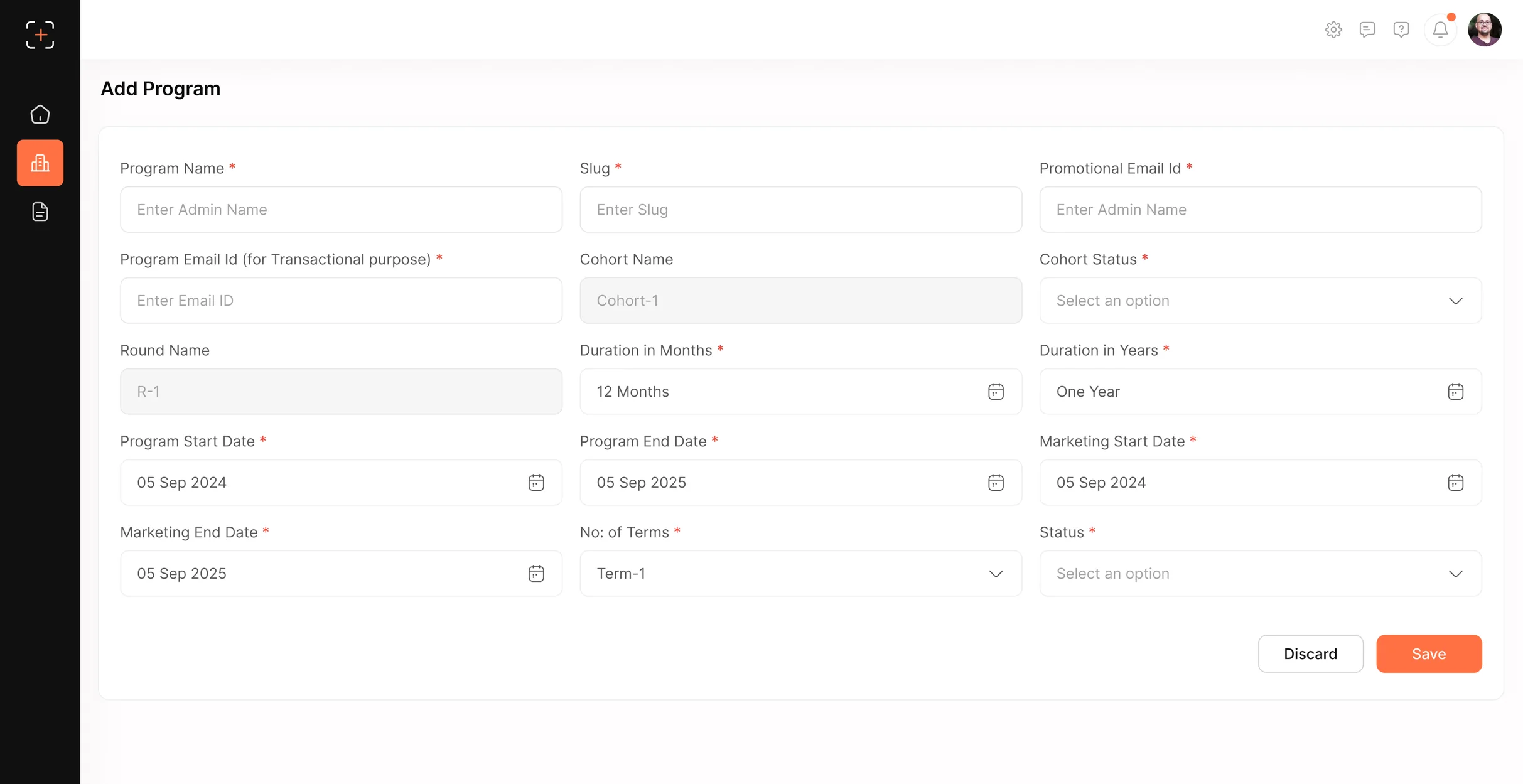 Add program form
