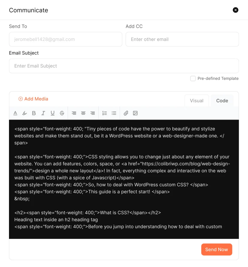 Lead communication templates