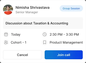 Call card with Group Session chip