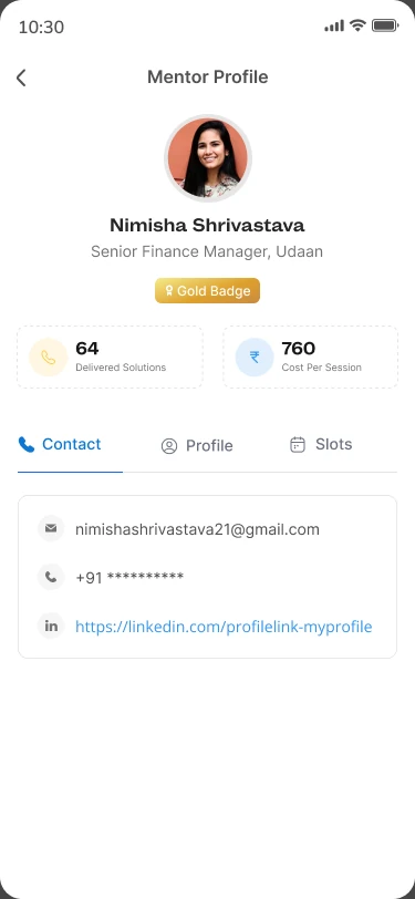Mentor profile — contact tab