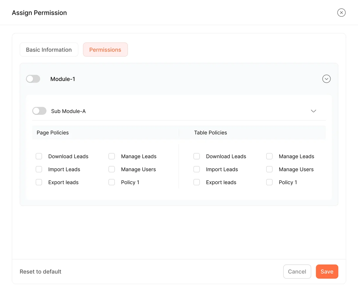 Assign permissions to a new role
