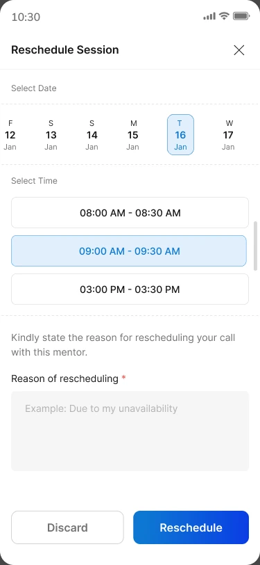 Reschedule session